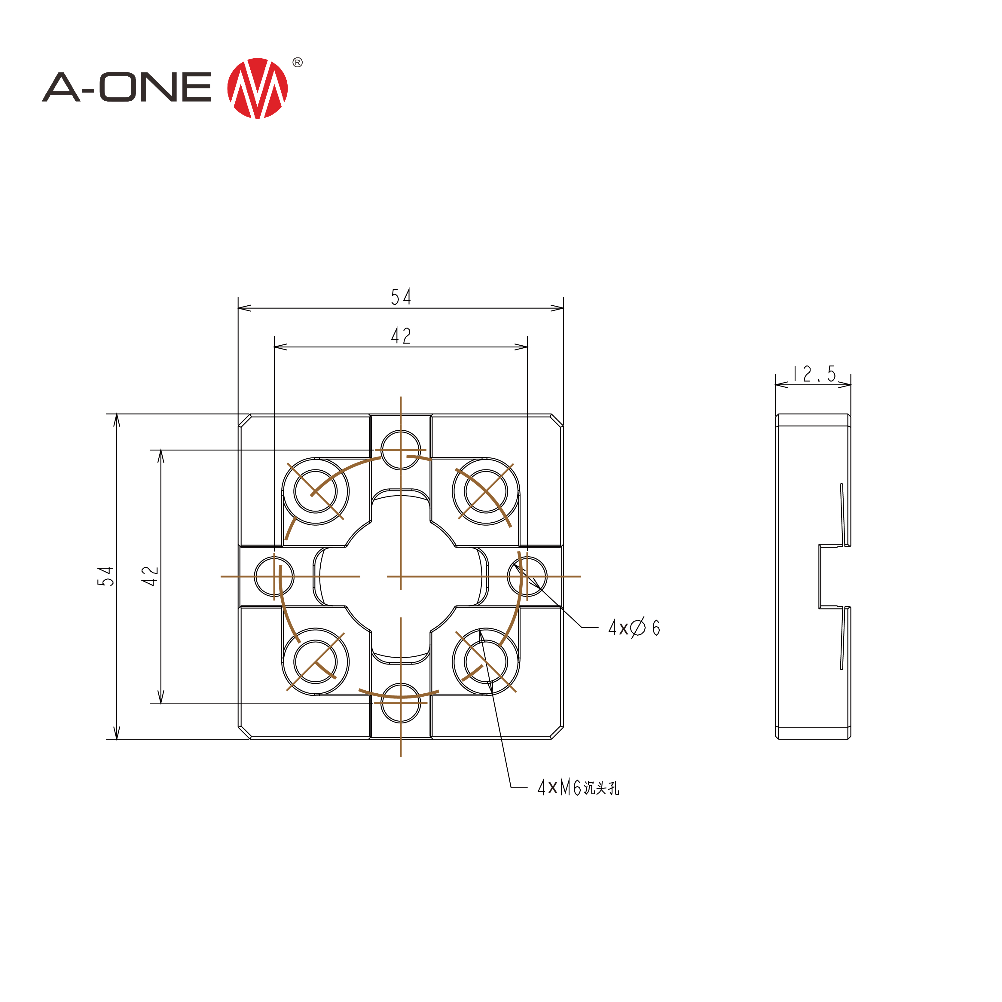 Placa de centrado R 54 54*54 mm 3A-400108